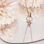 Load image into Gallery viewer, SO SEOUL Aurelia Barrel Love Interlocking Diamond Simulant Cubic Zirconia Rose Gold Pendant Necklace