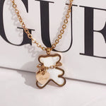 Load image into Gallery viewer, SO SEOUL Pretty Teddy Bear Chain on Neck Mother of Pearl Rose Gold Pendant Necklace