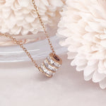 Load image into Gallery viewer, SO SEOUL Aurelia Triple Rolling Barrel Square Diamond Simulant Zircon Rose Gold Pendant Necklace