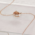 Load image into Gallery viewer, SO SEOUL Aurelia Barrel Double Circle Interlocking Austrian Crystal Rose Gold Pendant Chain Necklace