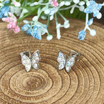 Load image into Gallery viewer, SO SEOUL Caria Flying 3D Butterfly Aurore Boreale Austrian Crystal Stud Earring