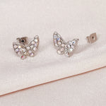 Load image into Gallery viewer, SO SEOUL Caria Flying Butterfly Aurore Boreale Austrian Crystal Pierced Stud Earrings