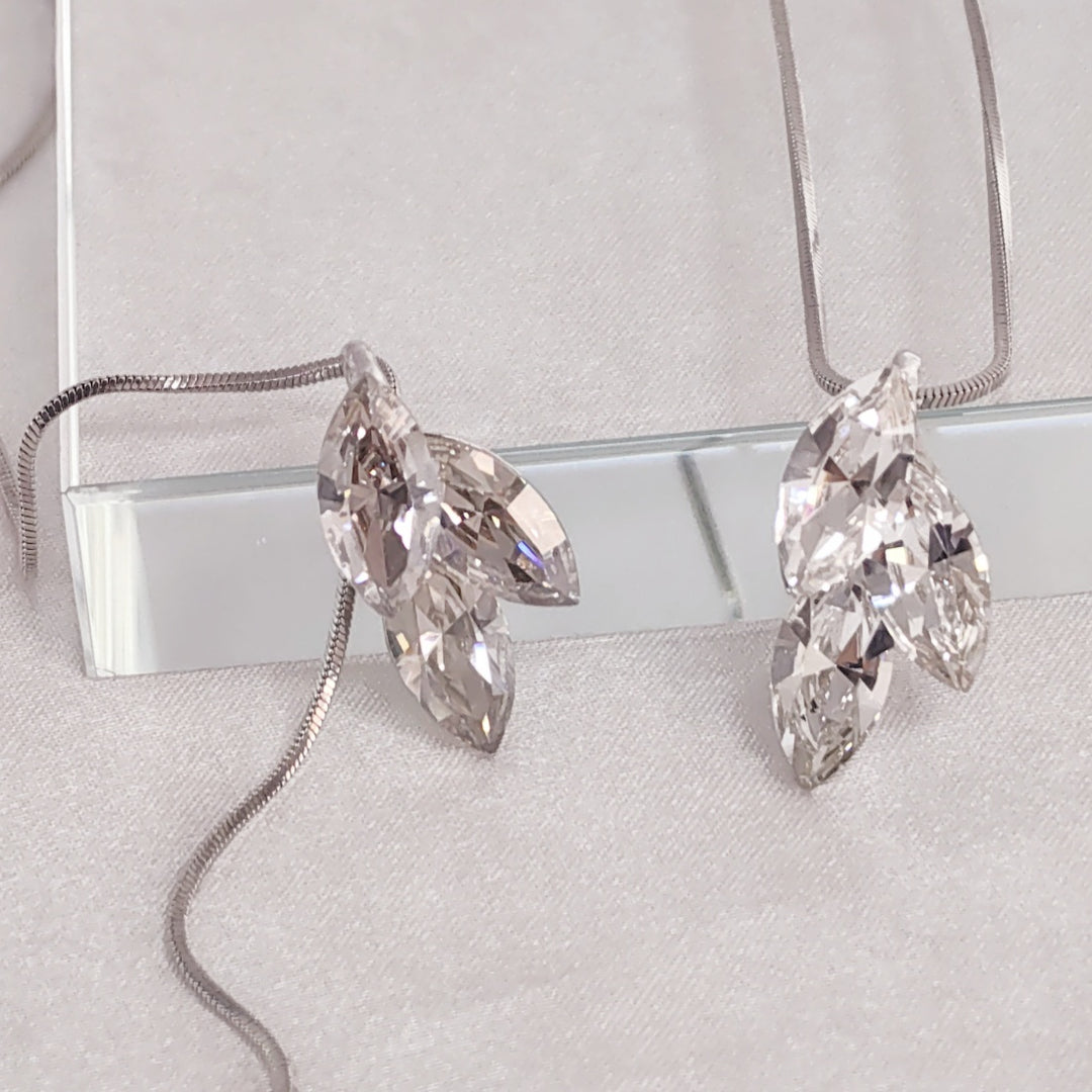 SO SEOUL Ioni Triple Leaf Swarovski®Crystal Pendant Necklace