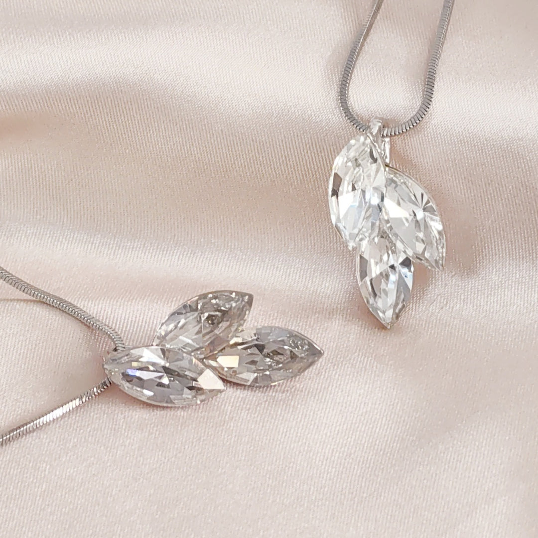 SO SEOUL Ioni Triple Leaf Swarovski®Crystal Pendant Necklace