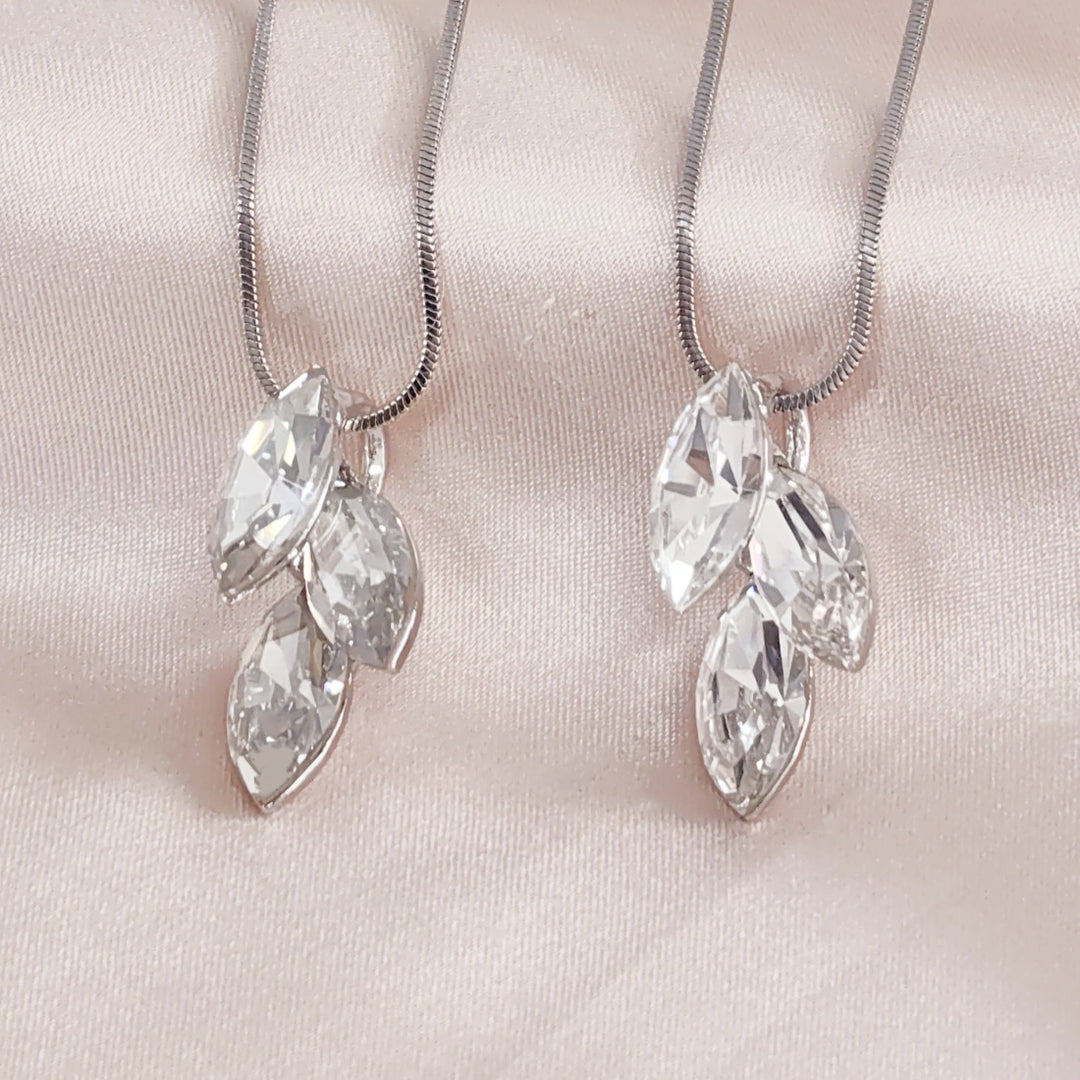 SO SEOUL Ioni Triple Leaf Swarovski®Crystal Pendant Necklace