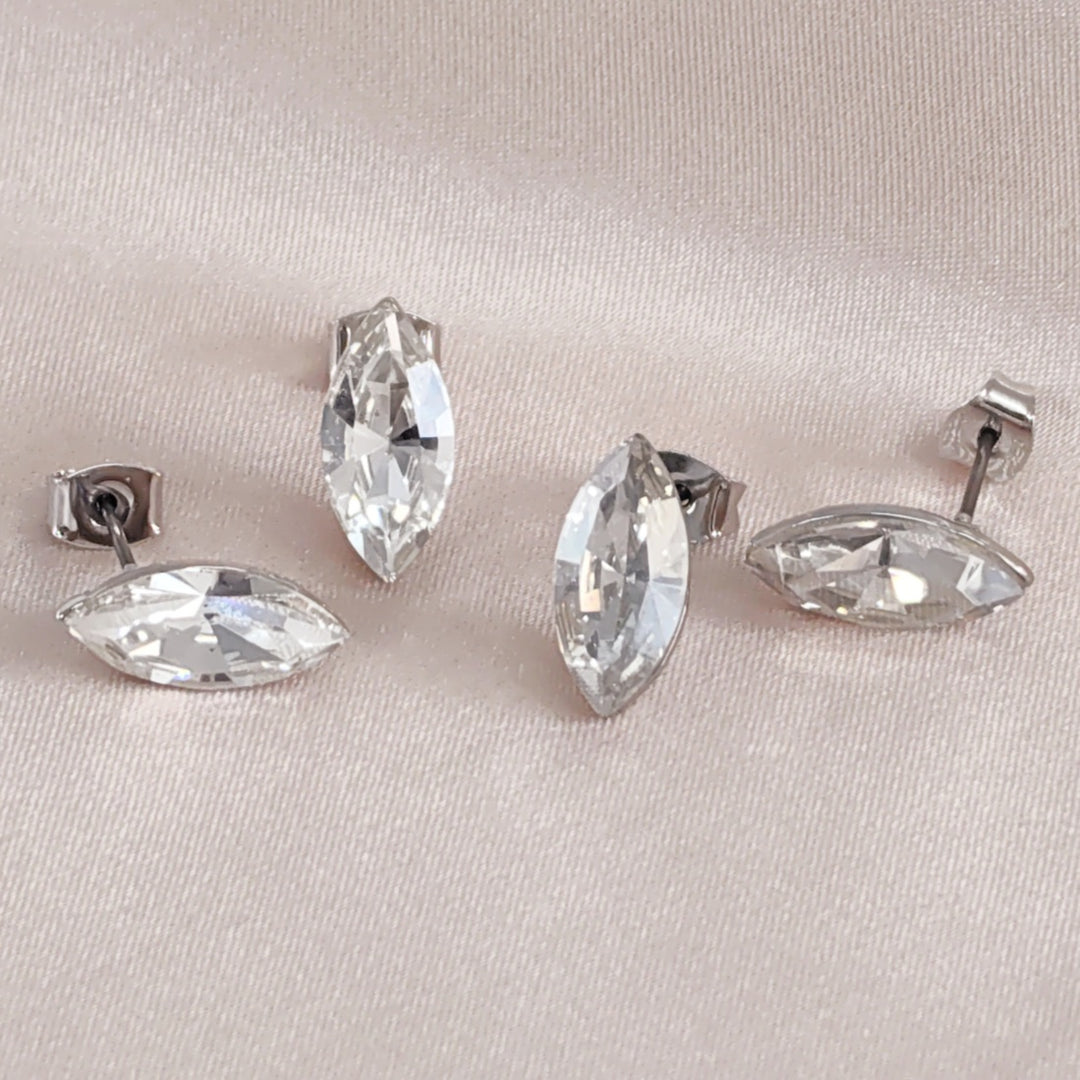SO SEOUL Ioni Triple Leaf Swarovski®Crystal Pierced Stud Earrings