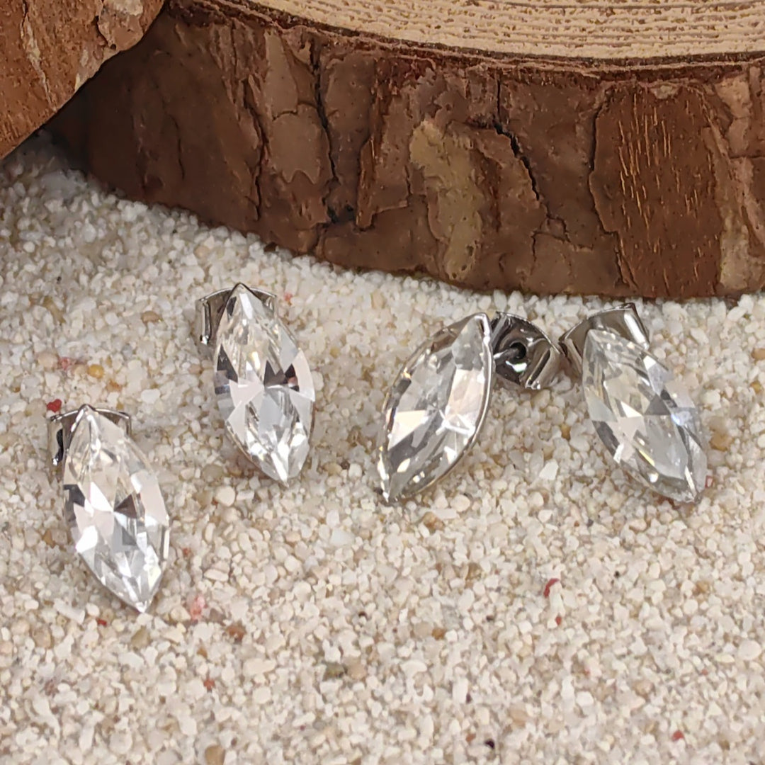 SO SEOUL Ioni Triple Leaf Swarovski®Crystal Pierced Stud Earrings