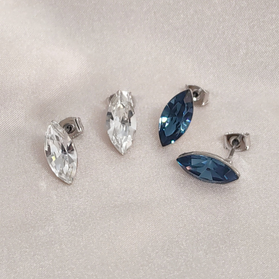 SO SEOUL Caria Butterfly Moonlight/Montana Swarovski® Crystal Pierced Stud Earrings