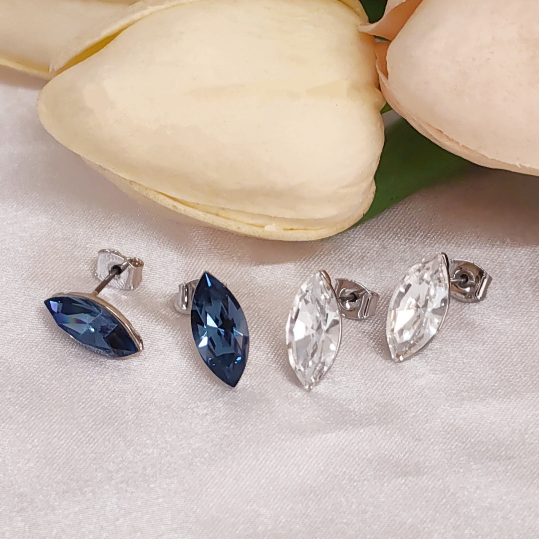 SO SEOUL Caria Butterfly Moonlight/Montana Swarovski® Crystal Pierced Stud Earrings