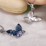 Load image into Gallery viewer, SO SEOUL Caria Butterfly Necklace – Moonlight or Montana Swarovski® Crystal Rhodium Chain,?3?Lengths
