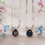 Load image into Gallery viewer, SO SEOUL Graceful Bow Silver Night and Montana Swarovski® Crystal Pendant Chain Necklace