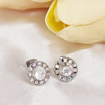 Load image into Gallery viewer, SO SEOUL Halo Open Circle Aurore Boreale Austrian Crystal Pierced Stud Earrings