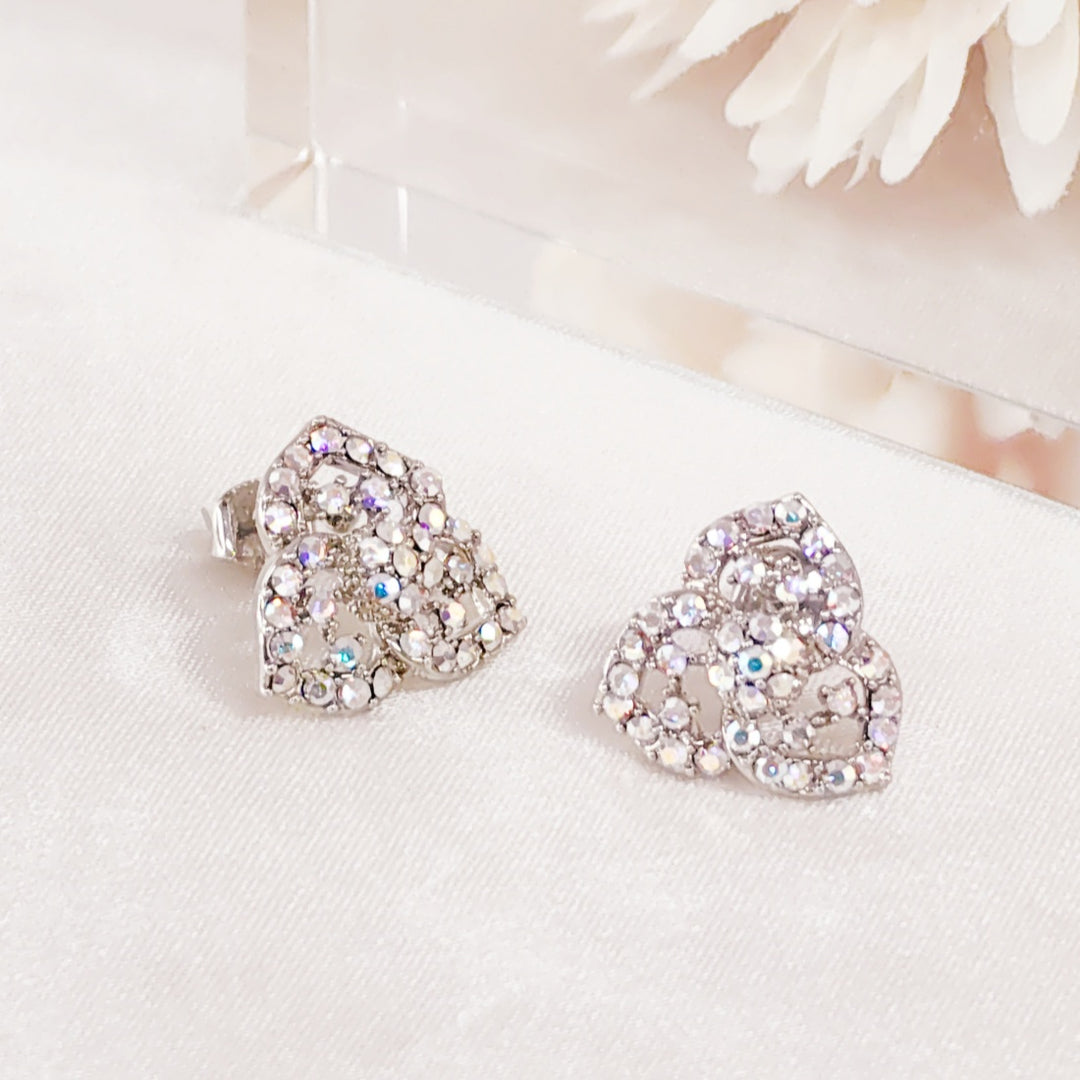 SO SEOUL Glimmer Triple Aurore Boreale Austrian Crystal Pierced Stud Earrings