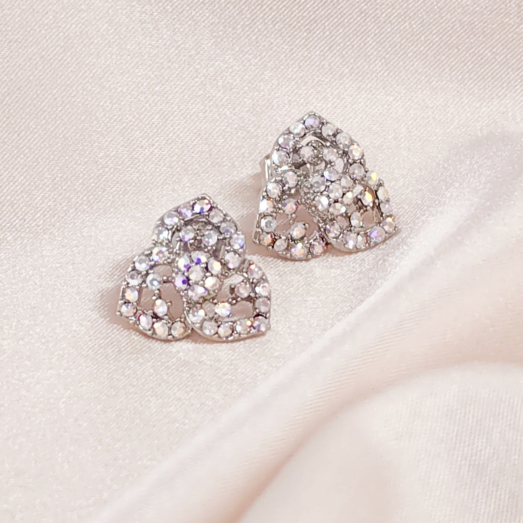 SO SEOUL Glimmer Triple Aurore Boreale Austrian Crystal Pierced Stud Earrings