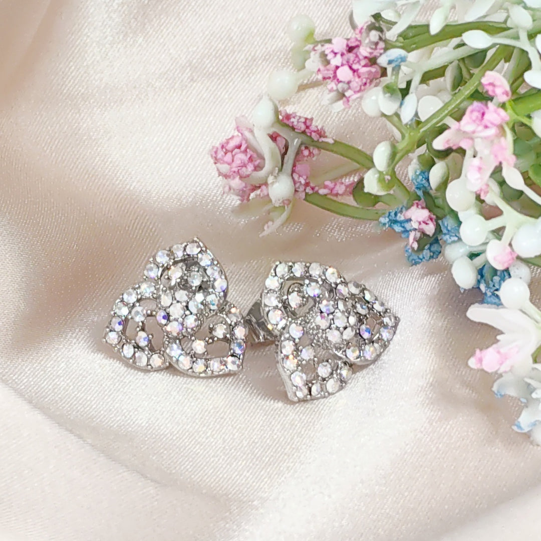 SO SEOUL Glimmer Triple Aurore Boreale Austrian Crystal Pierced Stud Earrings