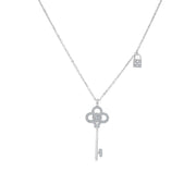 SO SEOUL Infinite Love Key and Lock Diamond Simulant Cubic Zirconia Fixed Necklace