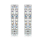 Load image into Gallery viewer, SO SEOUL Harley Huggie Double Row Mixed Colored Tone Austrian Crystal Hoop Earrings
