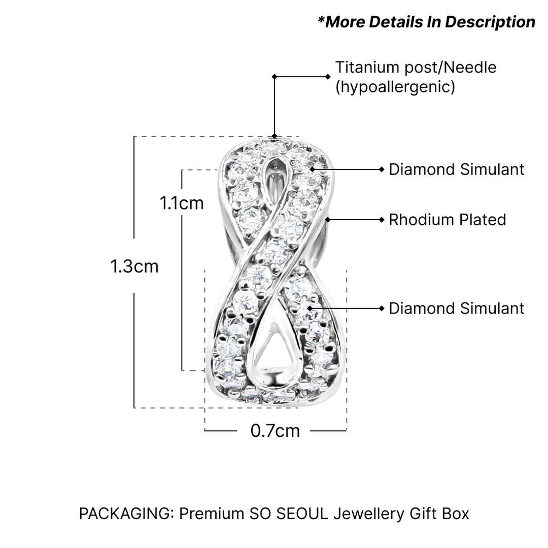 SO SEOUL Infinite Love Infinity Symbol Endless Hug Diamond Simulant Cubic Zirconia Hoop Clip Earrings