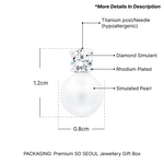 Load image into Gallery viewer, SO SEOUL Everleigh Elegance 0.25 Carat Diamond Simulant Cubic Zirconia and White Pearl Stud Earrings