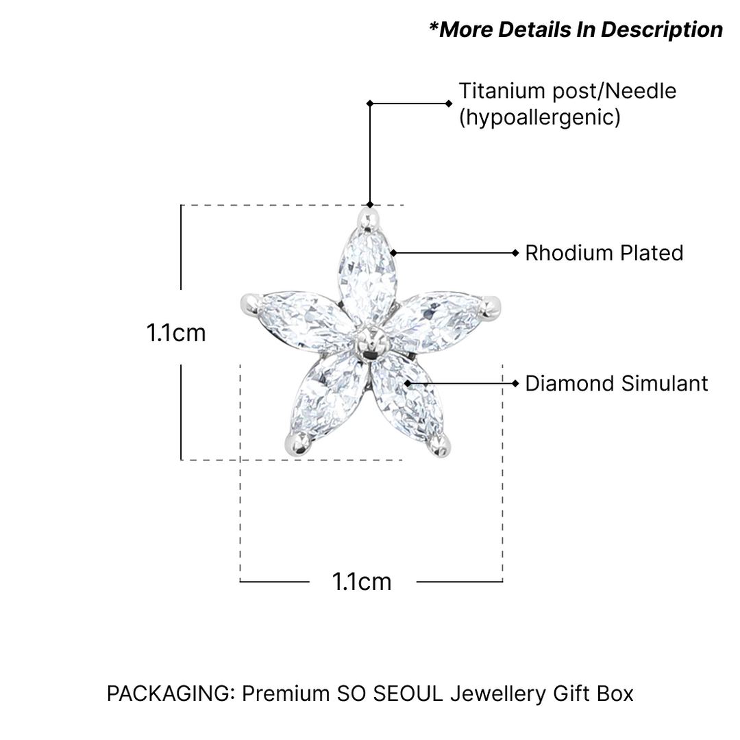 SO SEOUL Leilani Starflower Diamond Simulant Cubic Zirconia Stud Earrings