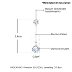 Load image into Gallery viewer, SO SEOUL Athena Solitaire Brilliant Cut Diamond Simulant Cubic Zircon Dangle Pierced Stud Earrings