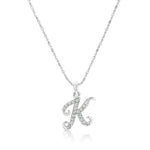 Load image into Gallery viewer, SO SEOUL Personalized Initial Alphabet Letter White Austrian Crystal Pendant Chain Necklace
