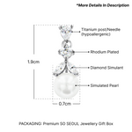 Load image into Gallery viewer, SO SEOUL Ioni Leaf Drop Dangling with Pearl Diamond Simulant Cubic Zirconia Stud Earrings