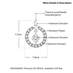 Load image into Gallery viewer, SO SEOUL Dangling Solitaire Diamond Simulant Cubic Zirconia Halo Stud Earrings