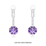 Load image into Gallery viewer, SO SEOUL Lic Crown Solitaire White or Purple Simulated Diamond Cubic Zirconia Hoop or Clip-On Earrings
