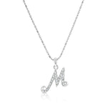 Load image into Gallery viewer, SO SEOUL Personalized Initial Alphabet Letter White Austrian Crystal Pendant Chain Necklace
