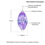 Load image into Gallery viewer, SO SEOUL Ioni Leaf Marquise Cut Voilet Swarovski®Crystal Pierced Stud Earrings