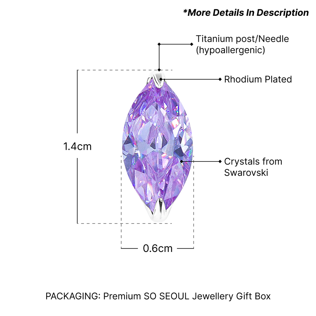 SO SEOUL Ioni Leaf Marquise Cut Voilet Swarovski®Crystal Pierced Stud Earrings
