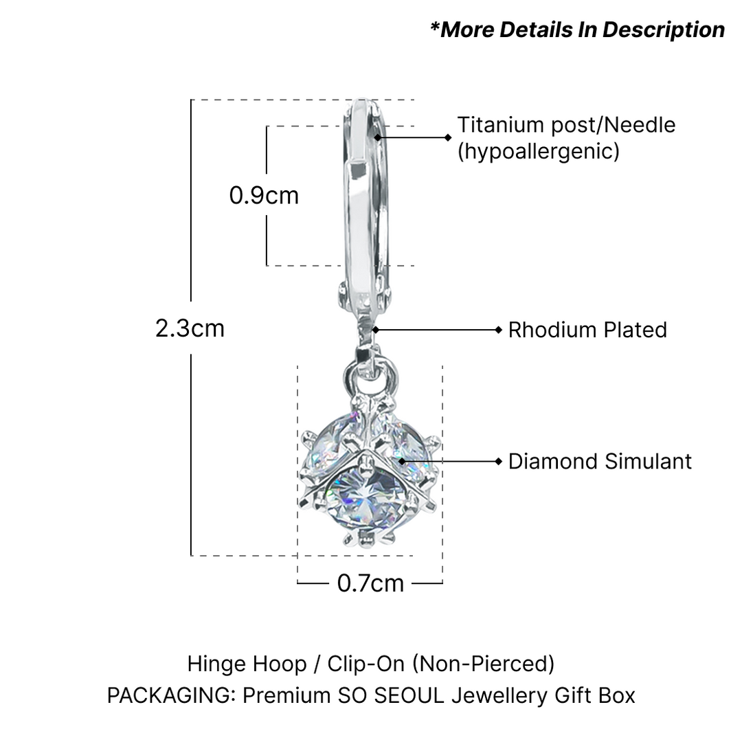 SO SEOUL Atlas Sphere Round Ball Diamond Simulant Cubic Zirconia Hoop Earrings