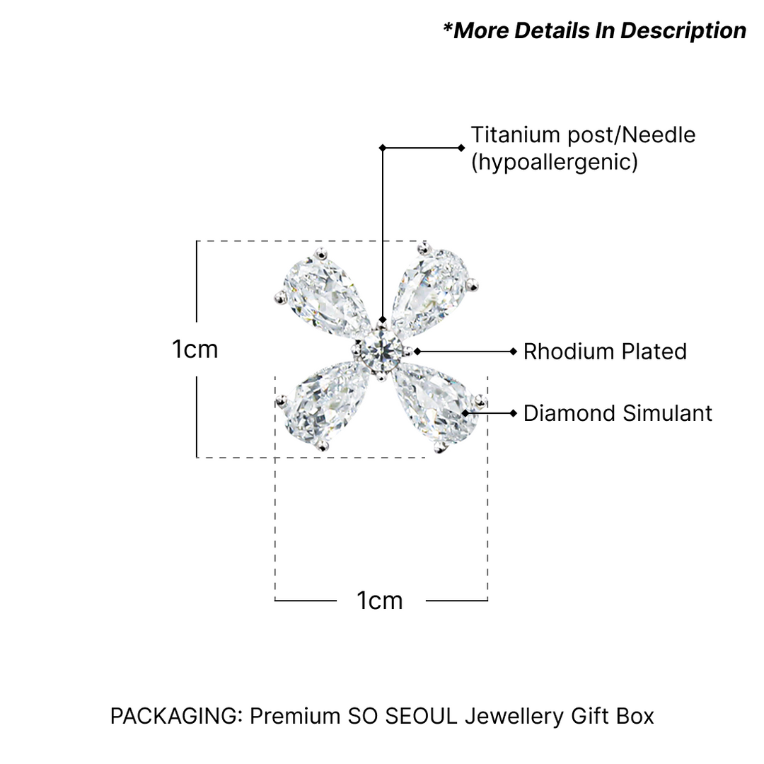 SO SEOUL Callista Floral Marquise-Cut Diamond Simulant Cubic Zirconia Stud Earrings