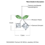 Load image into Gallery viewer, SO SEOUL Leilani Emerald Chérie Green Leaf Diamond Simulant Cubic Stud Earrings