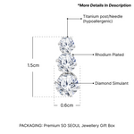Load image into Gallery viewer, SO SEOUL Athena Triple Diamond Simulant Zirconia Solitaire Pierced Stud Earrings