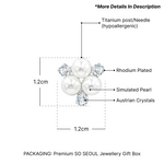 Load image into Gallery viewer, SO SEOUL Quinn Pearl in White Triple Round Diamond Simulant Cubic Zirconia Pierced Stud Earrings