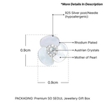 Load image into Gallery viewer, SO SEOUL Claire Triple Flower Petal Mother of Pearl or Abalone Shell Stud Earrings with Austrian Crystals