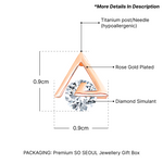 Load image into Gallery viewer, SO SEOUL Aria Geometric Triangle Stud Earrings Diamond Simulant Rose Gold Plated Minimalist