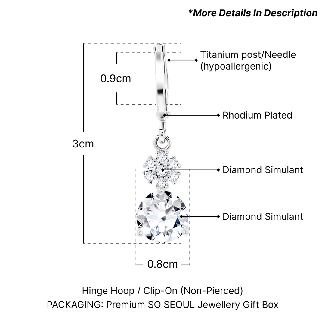 SO SEOUL Callista Sun Burst Diamond Simulant Zirconia Hoop Earrings and Pendant Chain Necklace Jewelry Gift Set