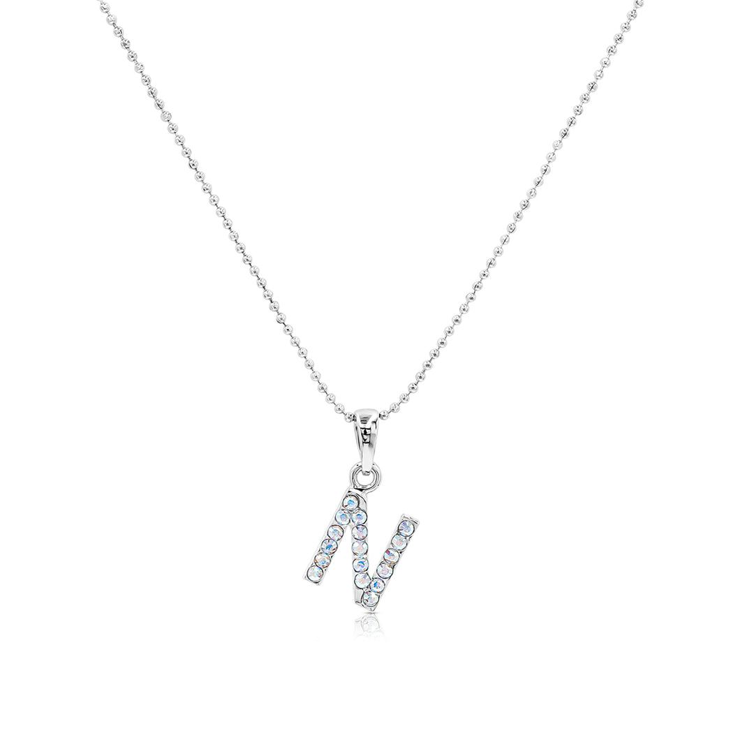 SO SEOUL Personalized Initial Alphabet Letter Aurore Boreale Swarovski® Crystal Pendant Necklace