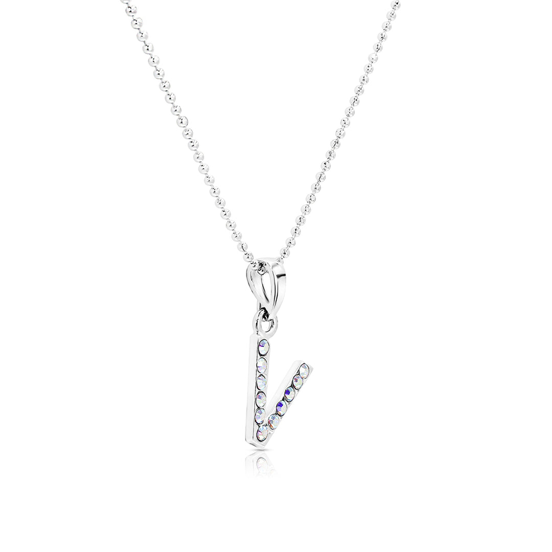 SO SEOUL Personalized Initial Alphabet Letter Aurore Boreale Swarovski® Crystal Pendant Necklace