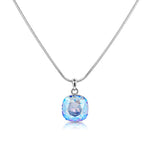 Load image into Gallery viewer, SO SEOUL Carina Cushion Cut Swarovski® Crystal Pendant Necklace in Moonlight or Light Sapphire
