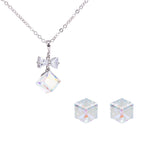 Load image into Gallery viewer, SO SEOUL Sequoia Aurore Boreale or Vitrail Light Swarovski® Crystal Pendant Necklace and Stud Earrings Set
