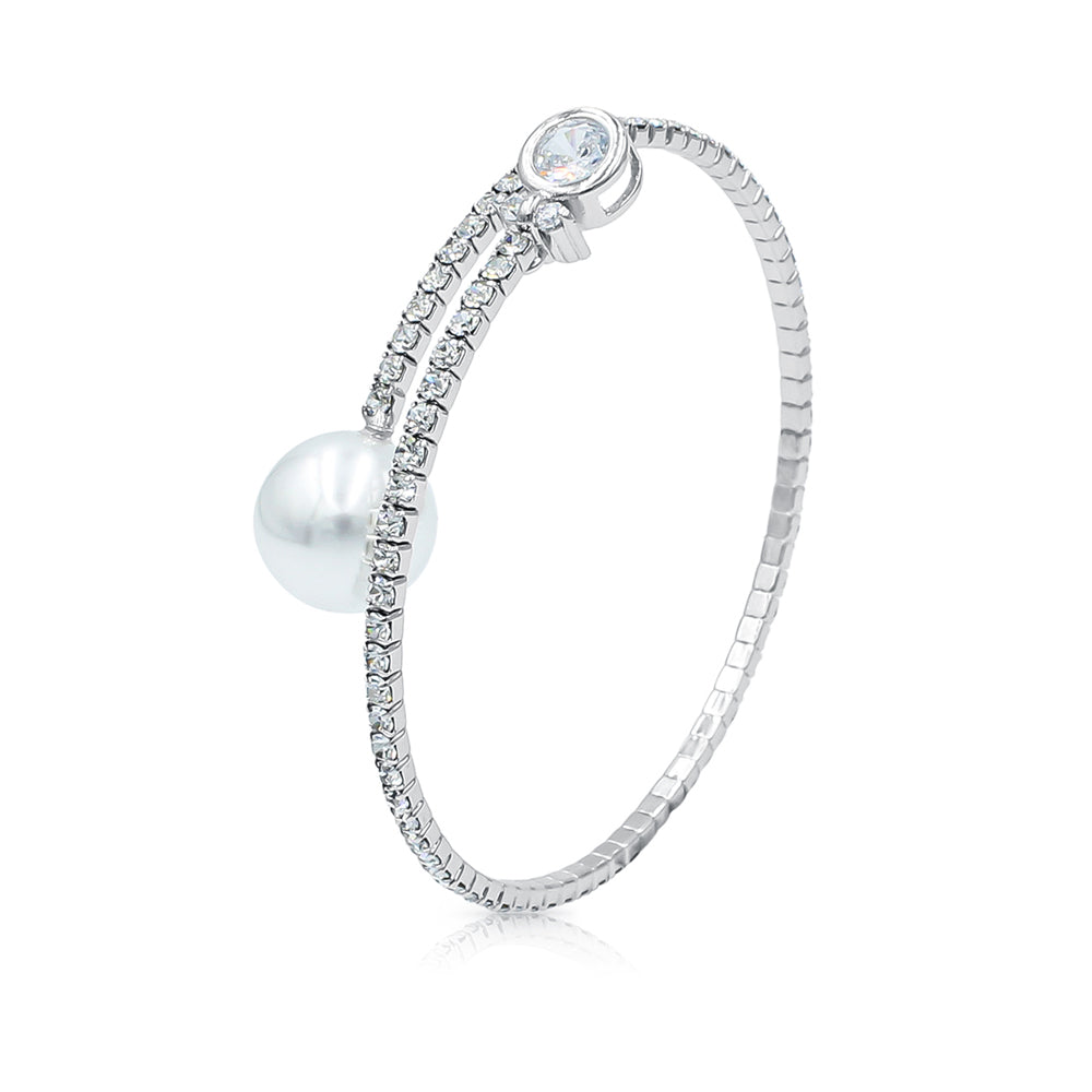 SO SEOUL Everleigh Spiral Bangle - Adjustable with Charms including Star Flower, Solitaire, Butterfly, Square, Flower, Teardrop, Perfume Bottle, White Pearl, and Diamond Simulant Cubic Zirconia