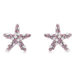 Load image into Gallery viewer, SO SEOUL Starfish-Inspired Aurore Boreale and Pink Austrian Crystal Stud Earrings and Pendant Necklace Set
