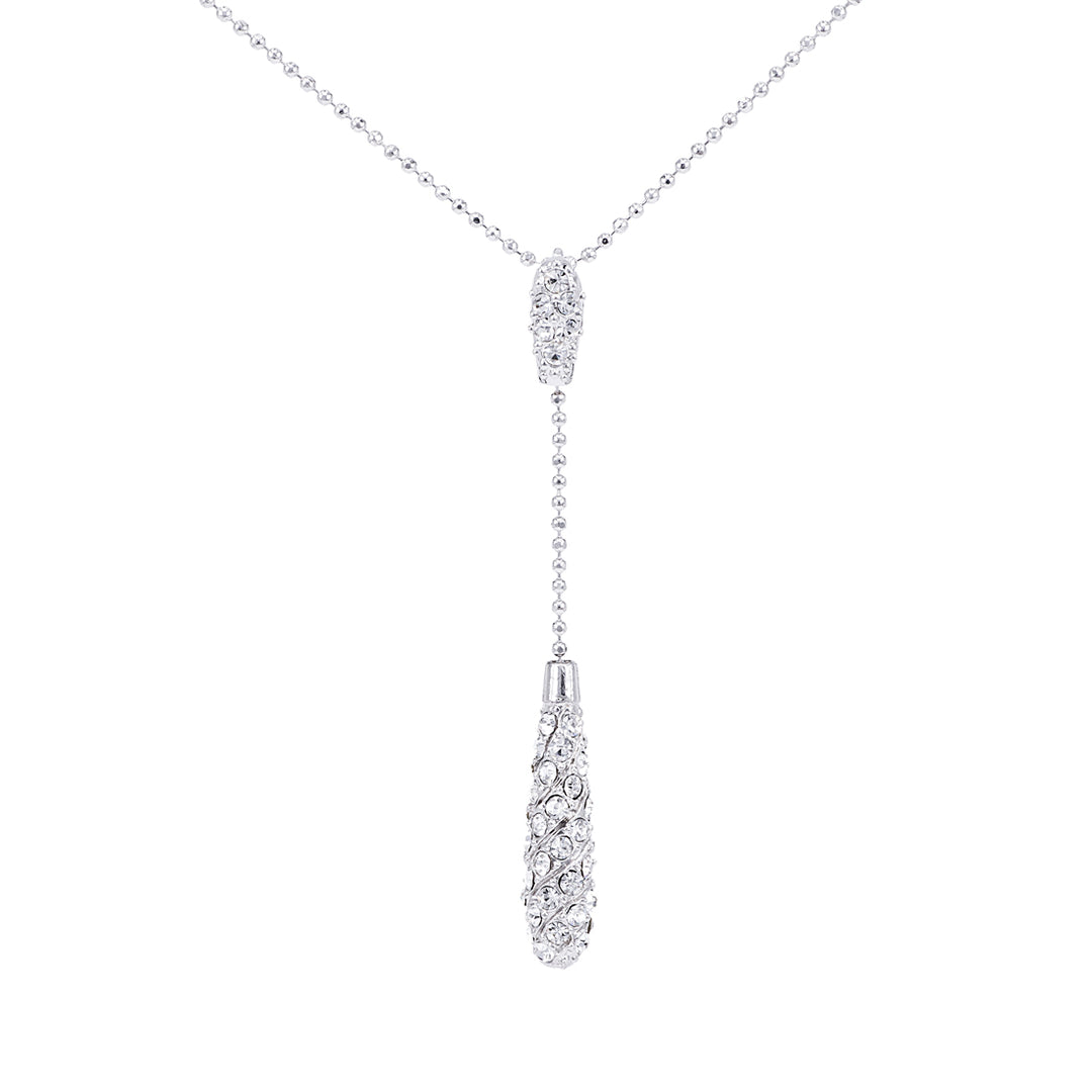 SO SEOUL Elegant White or Black Swarovski® Crystal Drop Earrings and Pendant Necklace Set