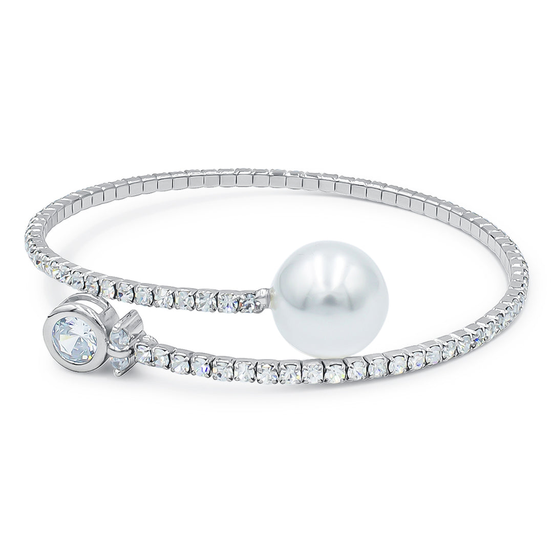 SO SEOUL Everleigh Spiral Bangle - Adjustable with Charms including Star Flower, Solitaire, Butterfly, Square, Flower, Teardrop, Perfume Bottle, White Pearl, and Diamond Simulant Cubic Zirconia