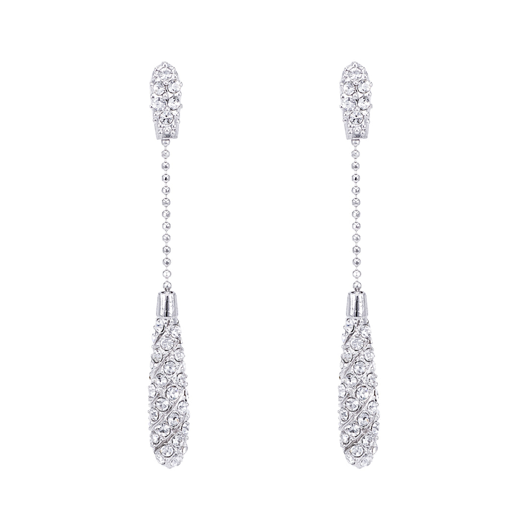 SO SEOUL Elegant White or Black Swarovski® Crystal Drop Earrings and Pendant Necklace Set