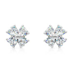 Load image into Gallery viewer, SO SEOUL &#39;Alette&#39; Signature Snowflake Clover Dual-Toned Cubic Zirconia Stud Earrings
